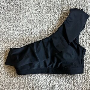 Albion Fit Black Icon Swim Flutter One Shoulder Swim Crop Top Size Medium